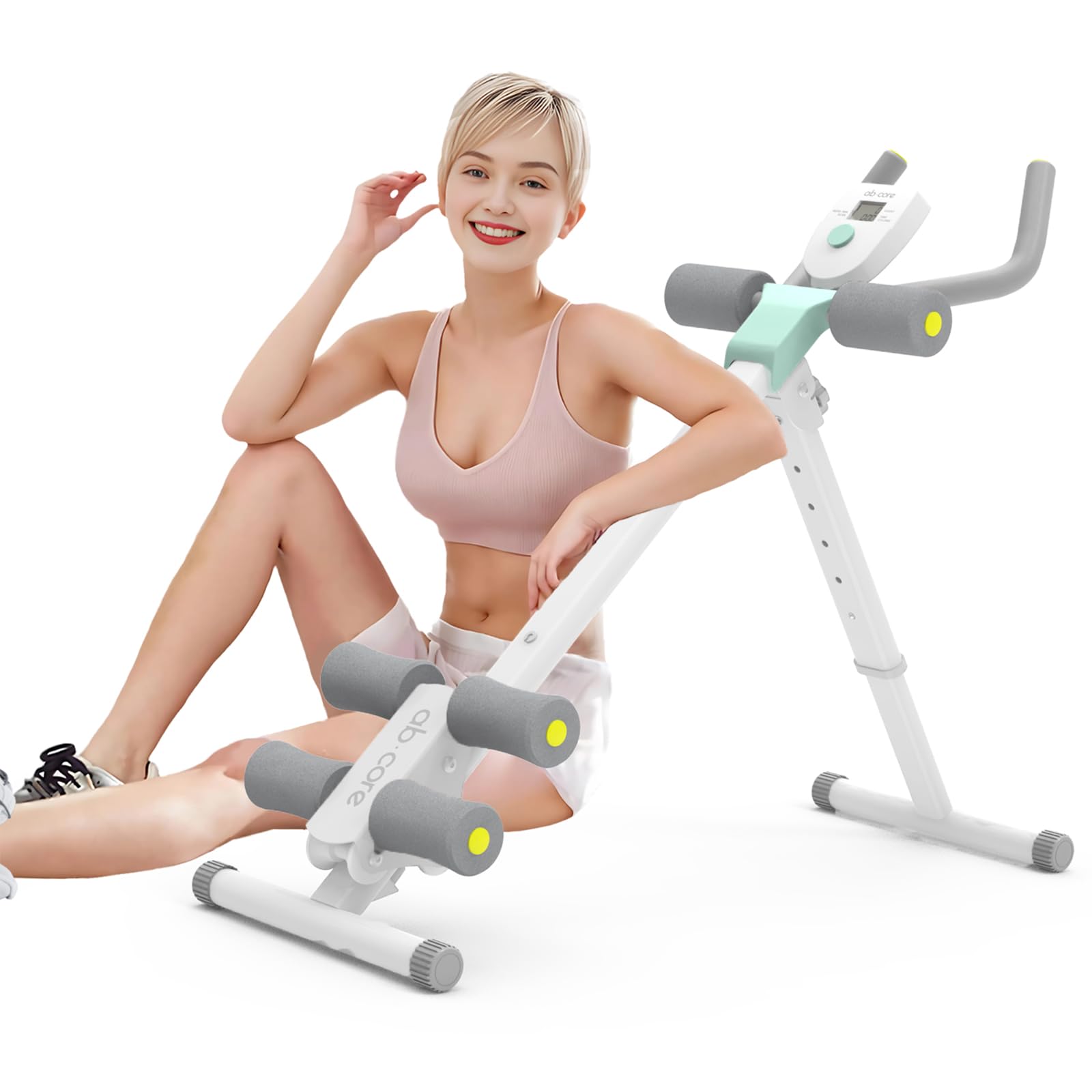 Foldable Ab Core Workout Machine with LCD Monitor 5 Adjustable Trainer for Full Body Exercise