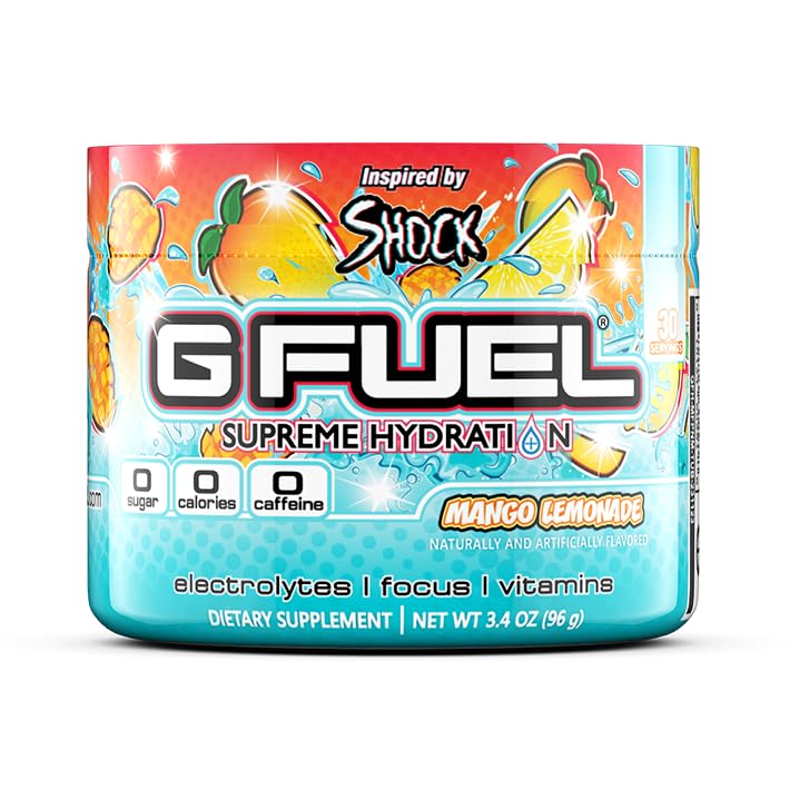 G Fuel Mango Lemonade Powder for Energy and Focus Sugar Zero Caffeine Supplement