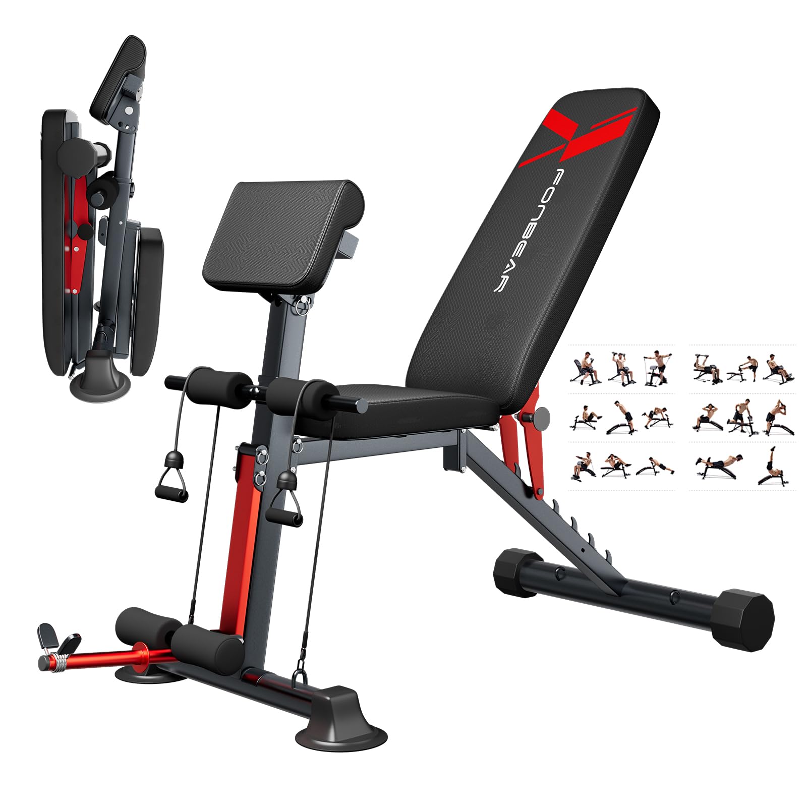 Adjustable Weight Bench 800LBS Foldable Workout Bench Press for Full Body Strength Training