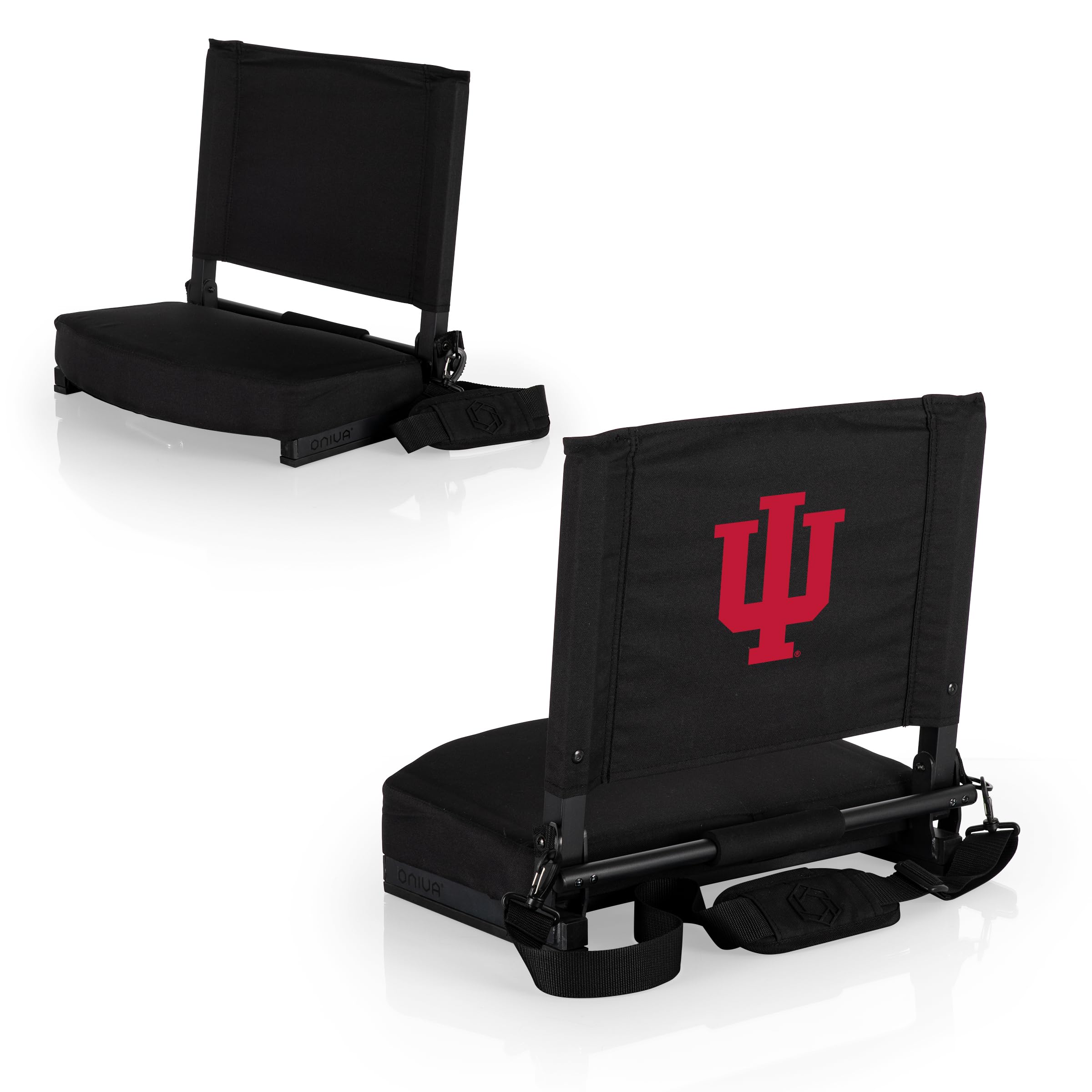 PICNIC TIME NCAA Indiana Hoosiers Gridiron Stadium Seat Lightweight Portable Folding Chair for Bleachers and Benches (Black)