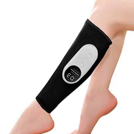 Electric calf massager in black with digital control panel on the side, designed for calf muscle relaxation and relief.