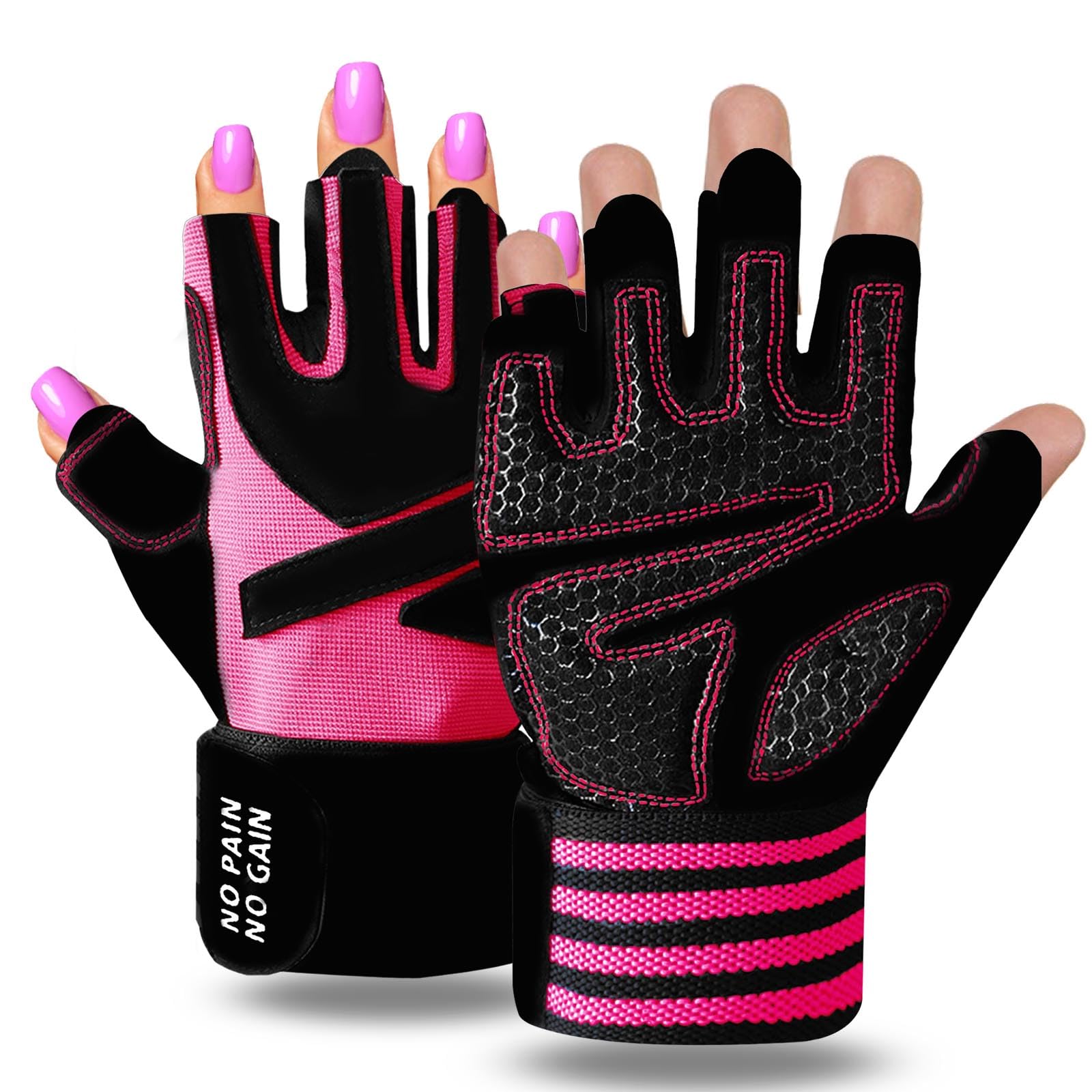 Weight Lifting Gloves for Women Gym Workout with Wrist SupportPadded Half)