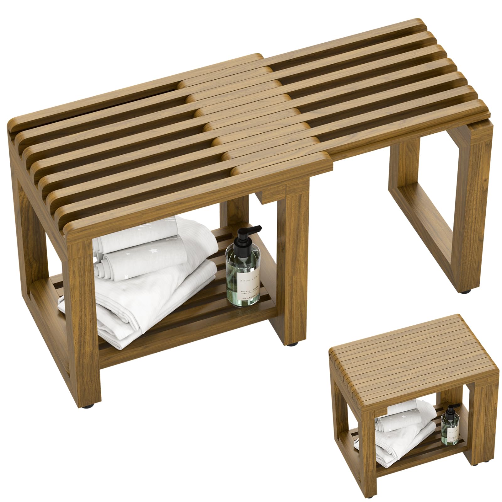 Adjustable Shower Benches for Inside Shower with Storage for shaving legs